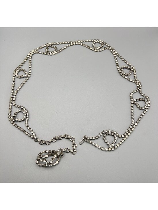 Vintage JULIANA D&E Clear Rhinestone Chain Belt main image 6